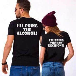 Majica Alcohol & Bad Decision — tisk na majico