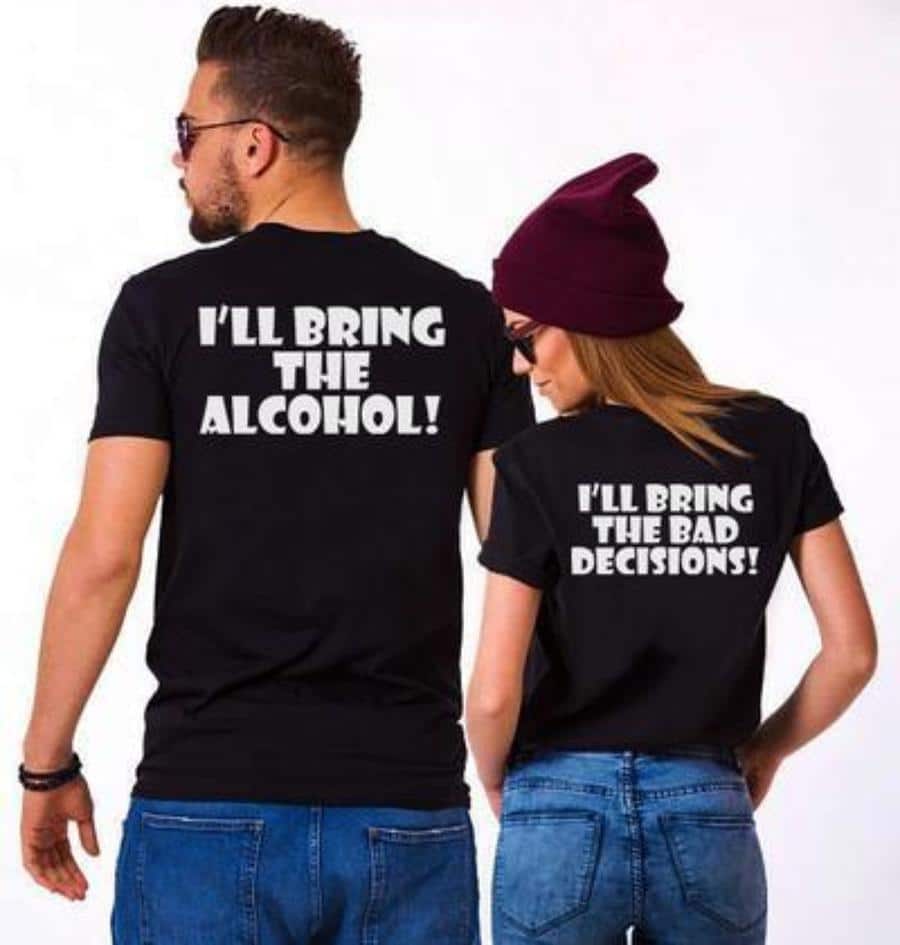 Majica Alcohol & Bad Decision — tisk na majico