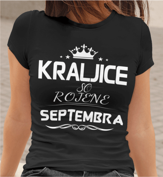 Majica Kraljice So Rojene Septembra — detajl natisa