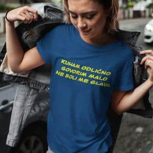 Majica - Kuham dobro, govorim malo, ne boli me glava — detajl natisa