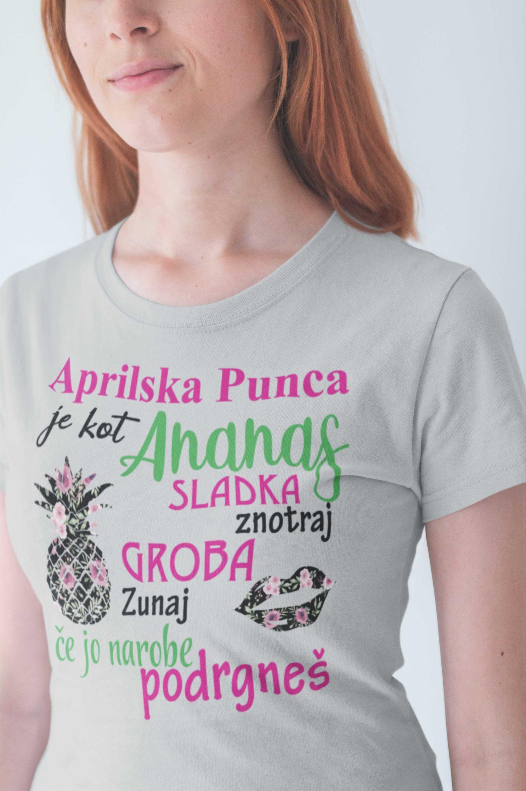 Majica Aprilska Punca — detajl natisa