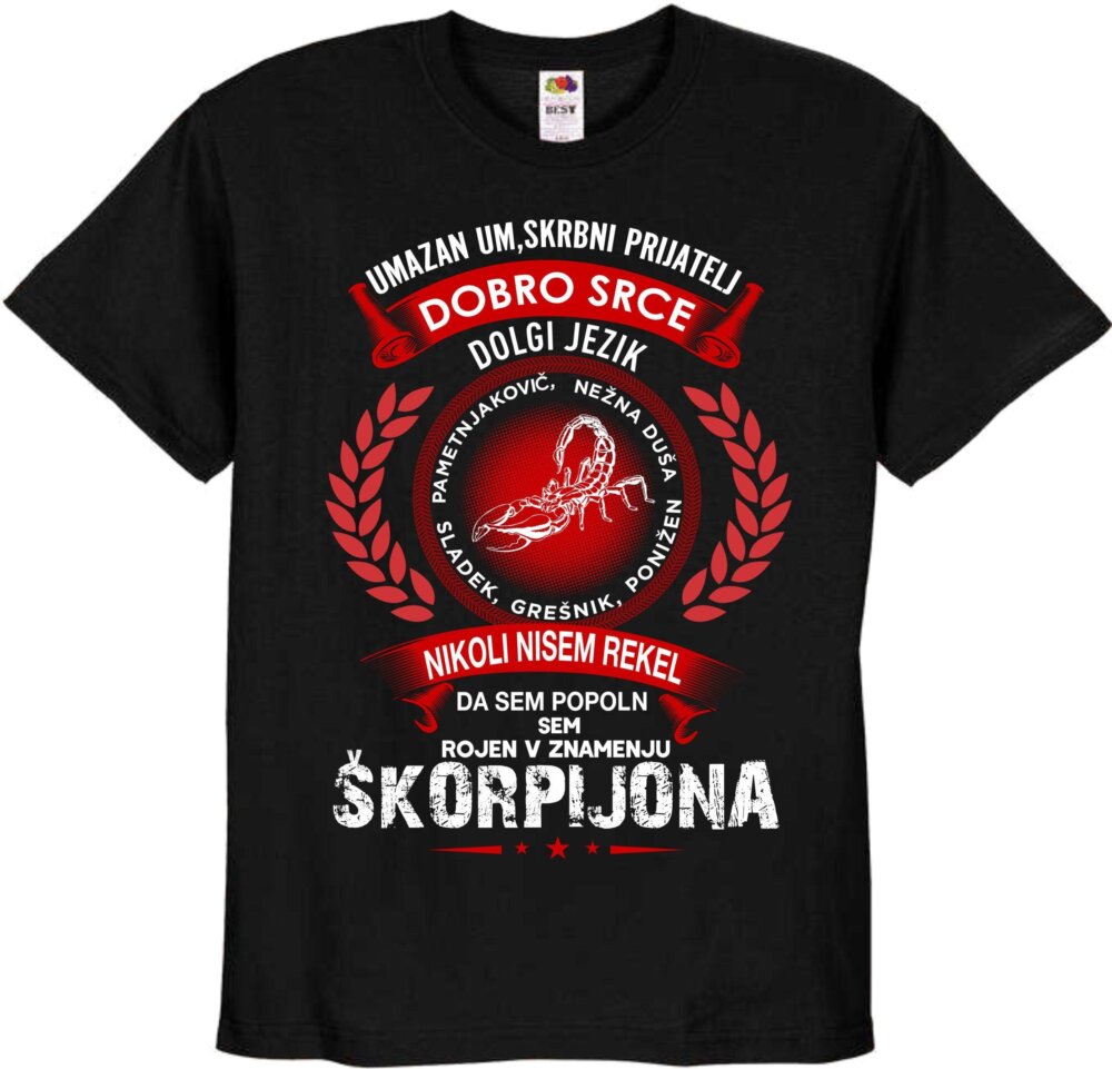 Majica Horoskop Škorpijon — detajl natisa