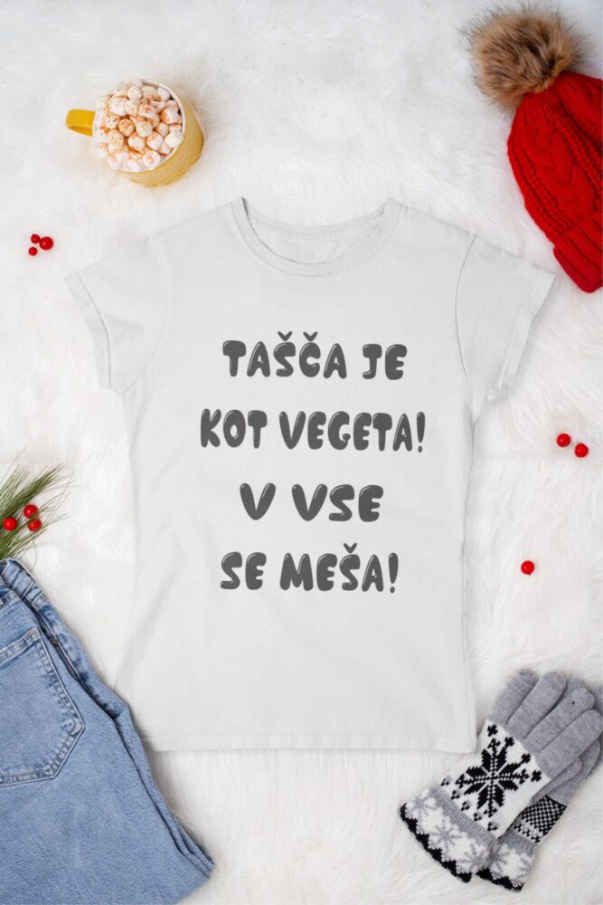 TASCAVEGETA-bela Majico - Tašča je kot vegeta v vse se zmeša — detajl natisa