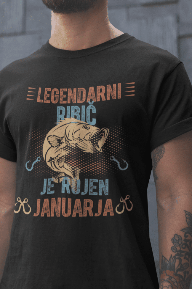 Majica Legendarni Ribič je Rojen Januarja — tisk na majico