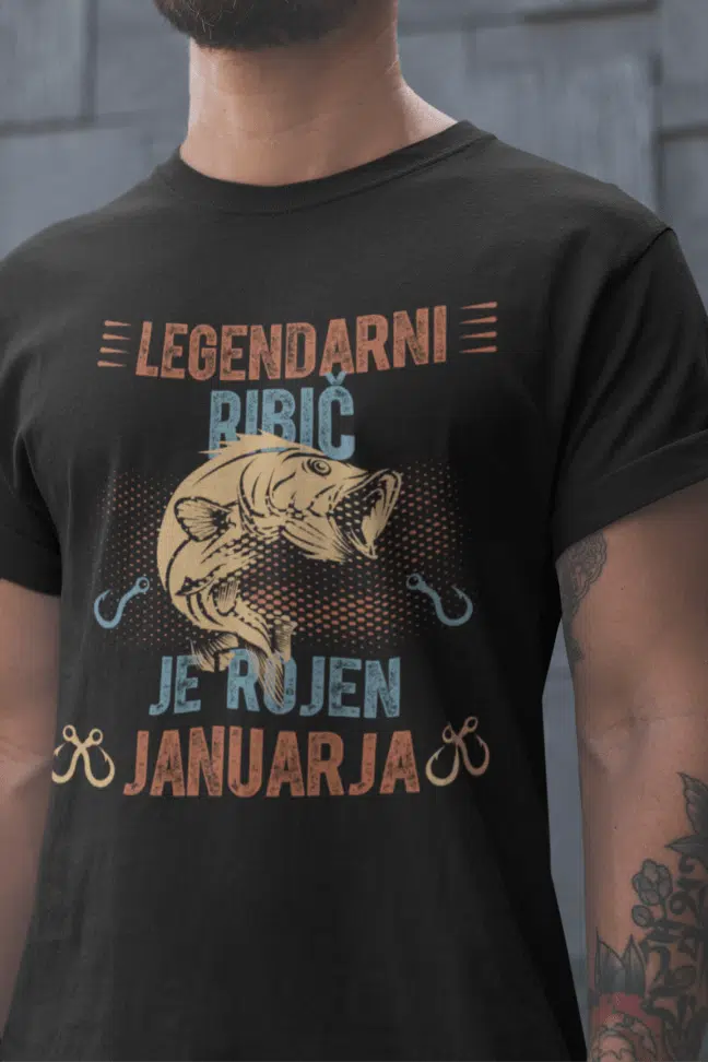 Majica Legendarni Ribič je Rojen Januarja — tisk na majico