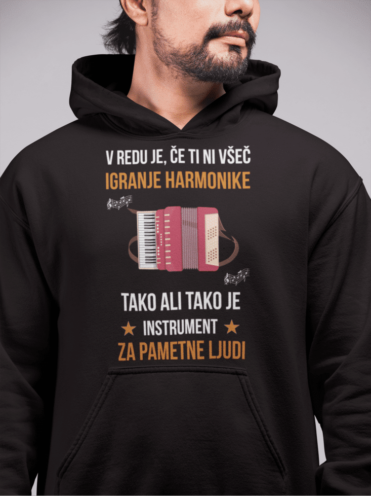 Kapucar Vredu Je, Če Ti Ni Všeč Igranje Harmonike — tisk na majico