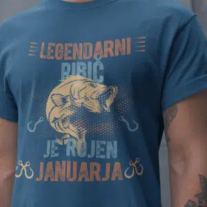 Majica Legendarni Ribič je Rojen Januarja — detajl natisa