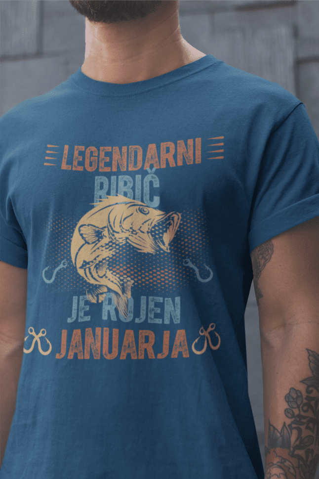 Majica Legendarni Ribič je Rojen Januarja — detajl natisa