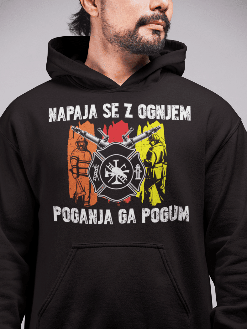 Gasilec - Napaja Se Z Ognjem, Poganja Ga Pogum — tisk na majico