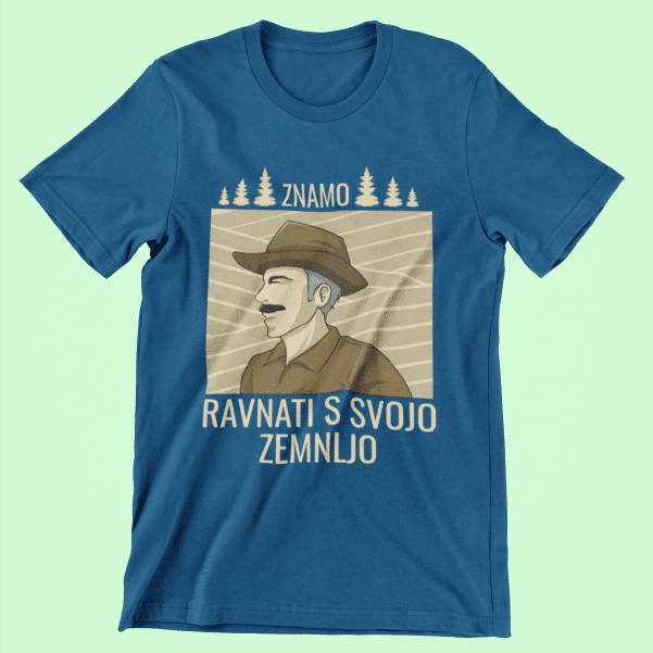 Majica Znamo Ravnati s Svojo Zemljo — detajl natisa