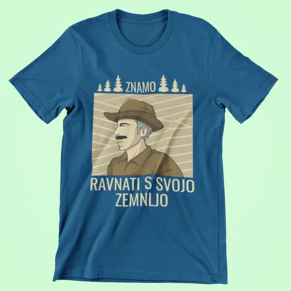 Majica Znamo Ravnati s Svojo Zemljo — detajl natisa