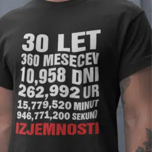 Majica 30 Let Izjemnosti — detajl natisa