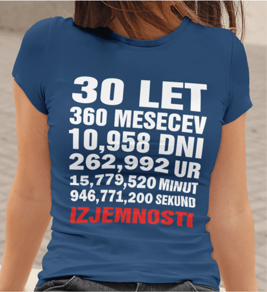 Majica 30 Let Izjemnosti — detajl natisa