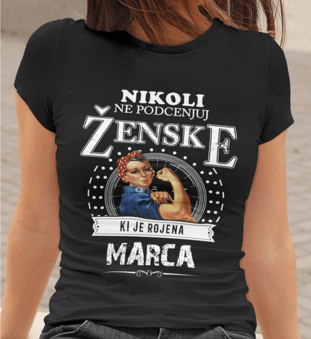 Majica Ne Podcenjuj Ženske - Marec — detajl natisa