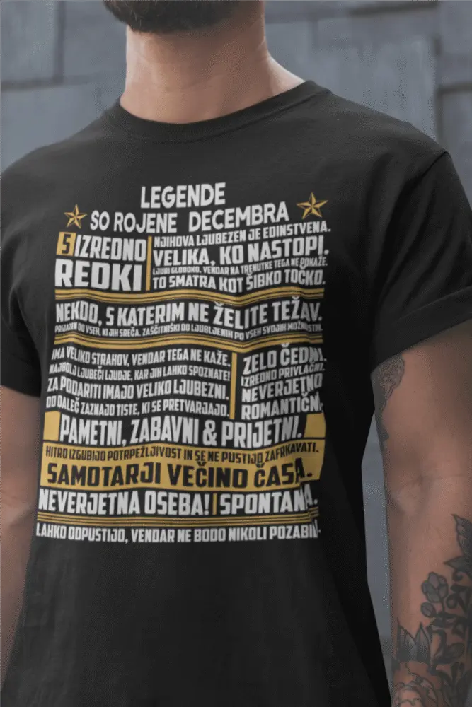 Majica Legende So Rojene - Decembra — tisk na majico