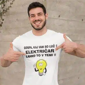 Majica - Gospa, kaj vam bo luč ELEKTRIČAR lahko to v temi1 — tisk na majico