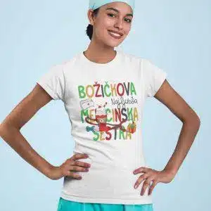 Majica Božičkova Najljubša Medicinska Sestra — tisk na majico