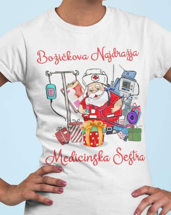 Majica Božičkova Najdražja Medicinska Sestra — tisk na majico