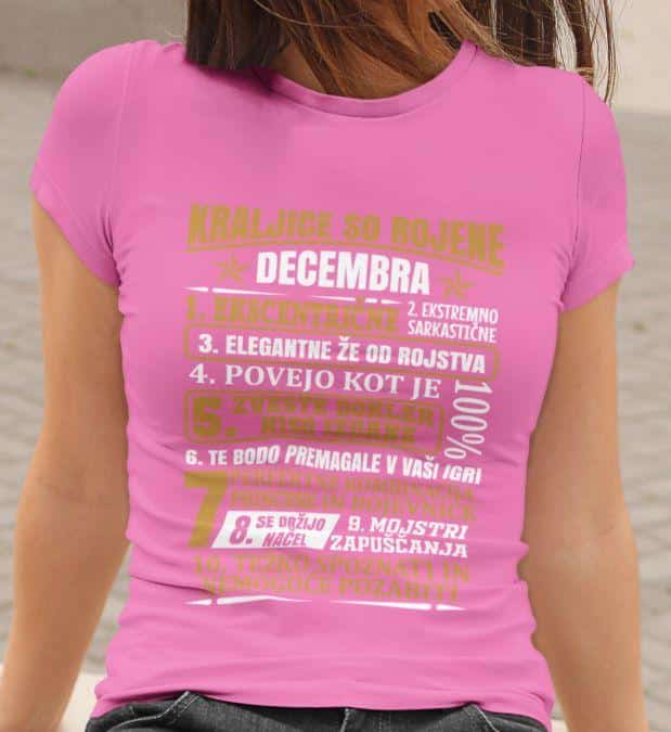 Majica Kraljice So Rojene Decembra — detajl natisa