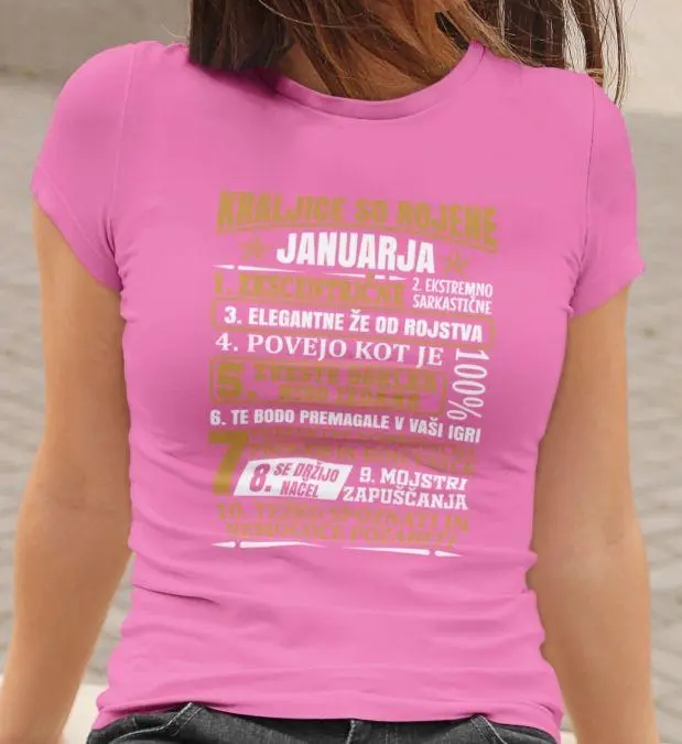 Majica Kraljice So Rojene Januarja — detajl natisa