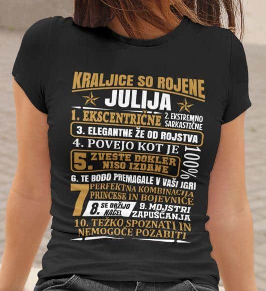 Majica Kraljice So Rojene Julija — detajl natisa