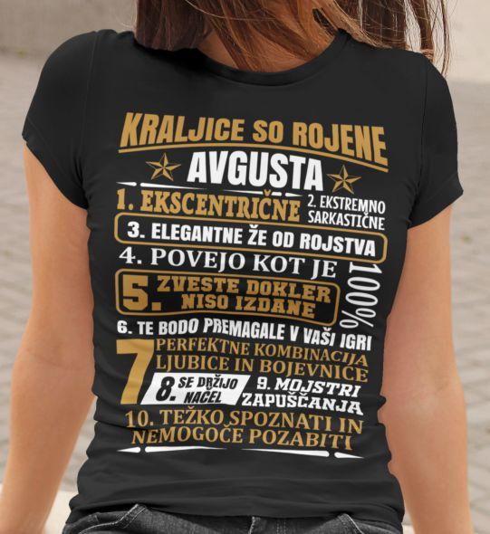 Majica Kraljice So Rojene Avgusta — detajl natisa