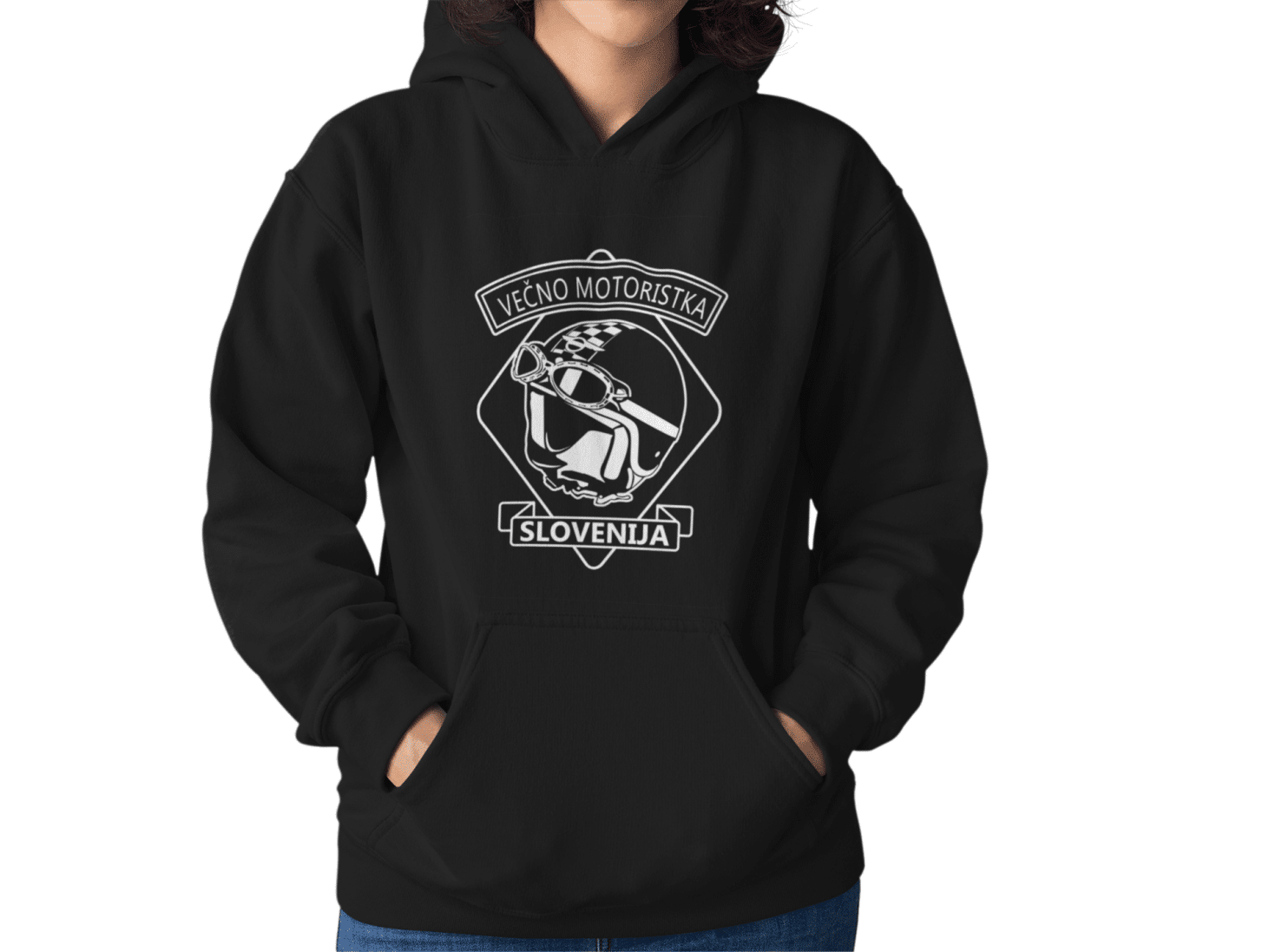 Kapucar Večno Motoristka — tisk na majico