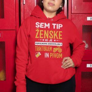 Kapucar Sem Tip Ženske Ki Je Popolnoma Zadovoljna s Traktorjem In Pivom — detajl natisa