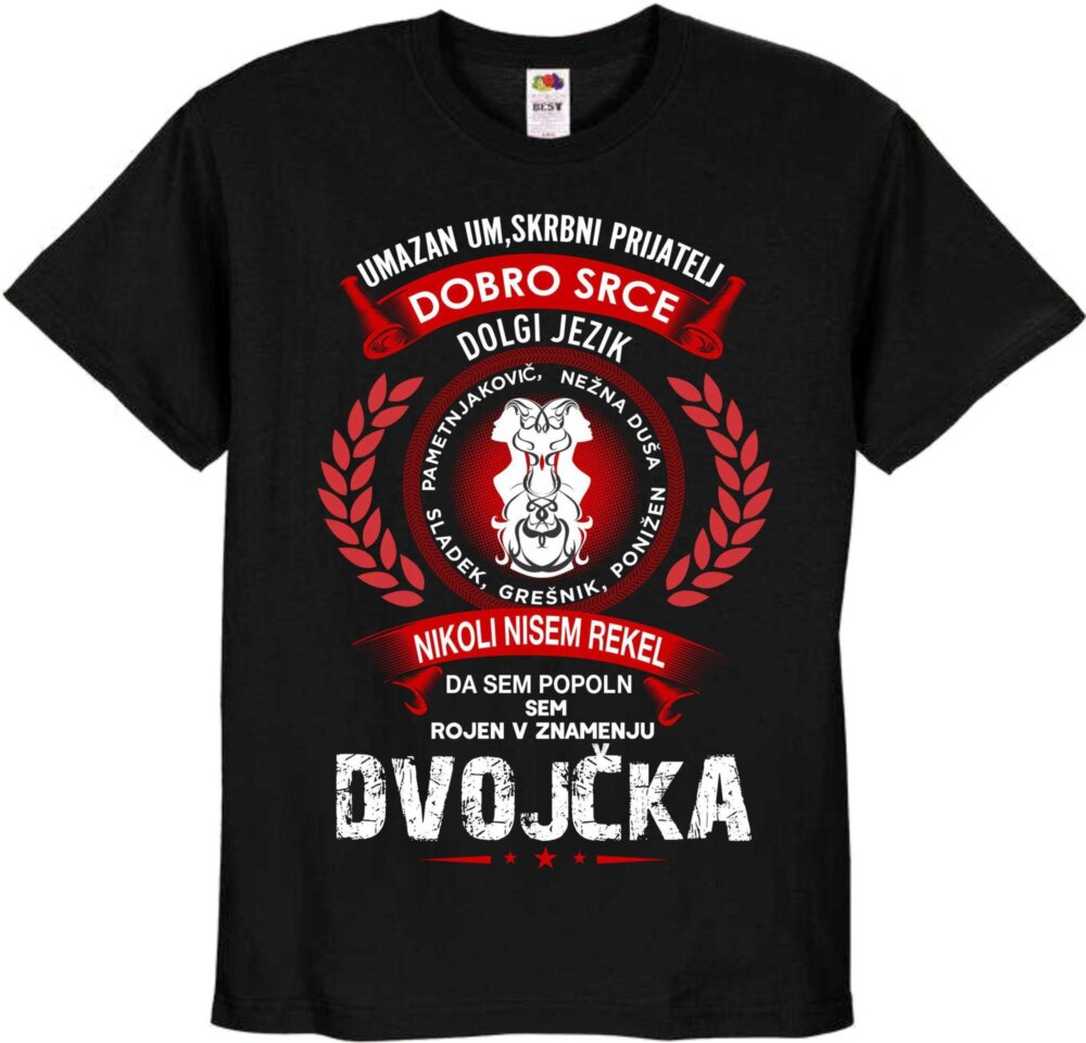 Majica Horoskop Dvojčka — detajl natisa