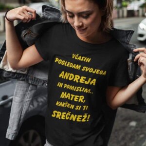 Majica Srečnež Andrej — tisk na majico