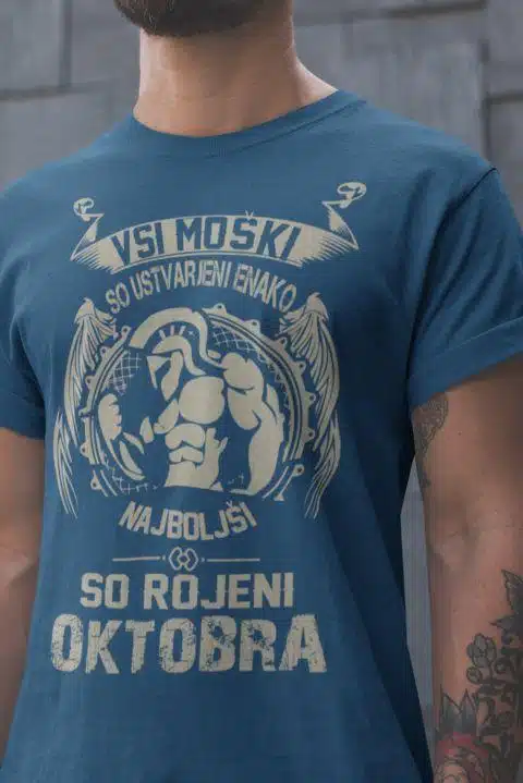 Majica Samo Najboljši So Rojeni - Oktober — detajl natisa