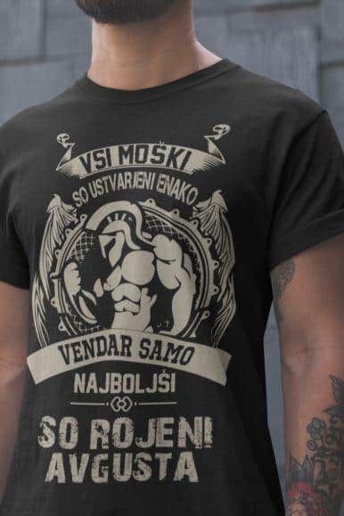 t.shirt_.mockup.of_.a.closeup.of_.a.man_.with_.a.beard_.and_.tattoos.20901a.58 Majica Samo Najboljši So Rojeni - AVGUST — tisk na majico