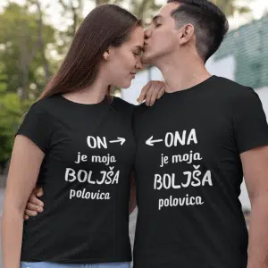 Majica Za Pare VALENTINOVO - boljša polovica — detajl natisa
