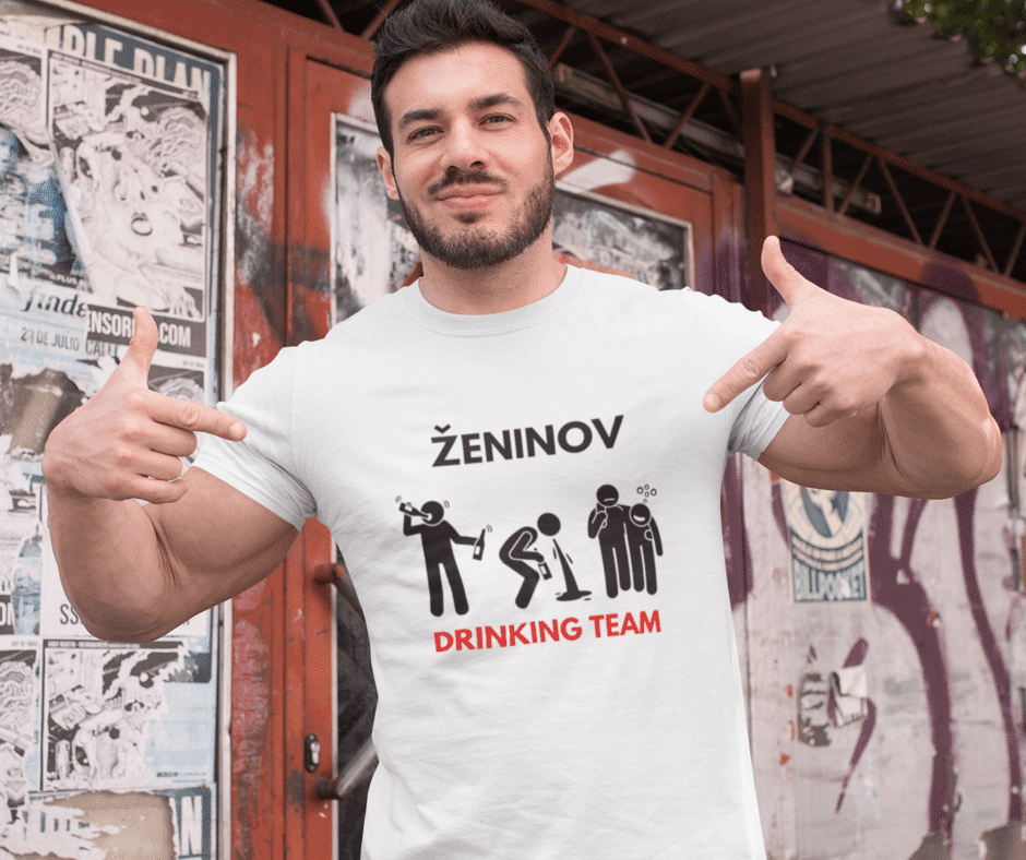 ZENINOVDRINKINGTEAMBELAMAJICA Majica - Ženinov Drinking Team — tisk na majico