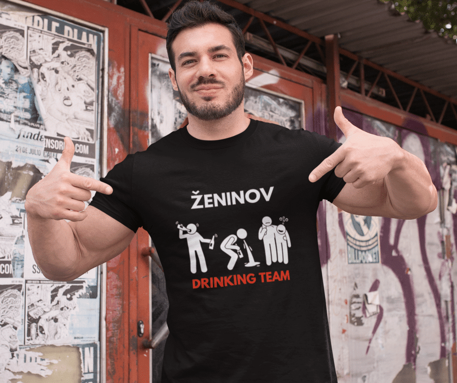 ZENINOVDRINKINGTEAMCRNAMAJICA Majica - Ženinov Drinking Team — detajl natisa
