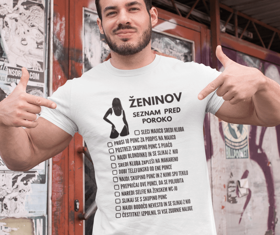 Majica - Ženinov Seznam Pred Poroko — tisk na majico