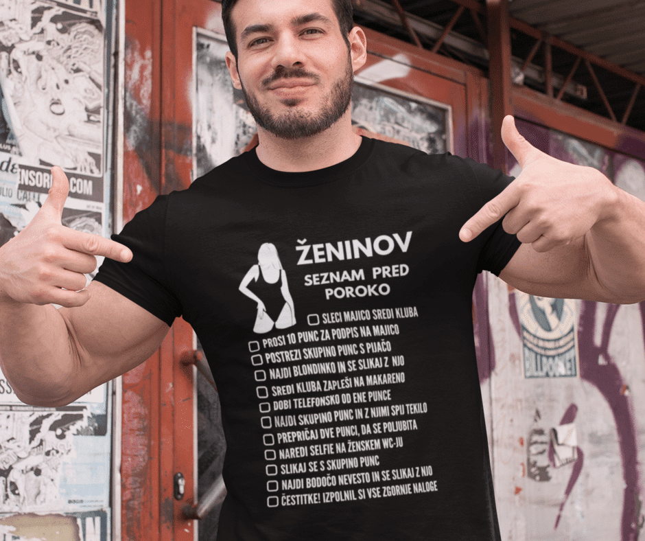 Majica - Ženinov Seznam Pred Poroko — detajl natisa
