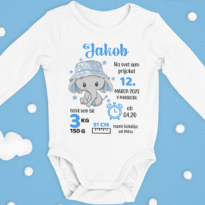 Otroški bodi - Slonček, Na Svet Sem Prijokal — tisk na majico