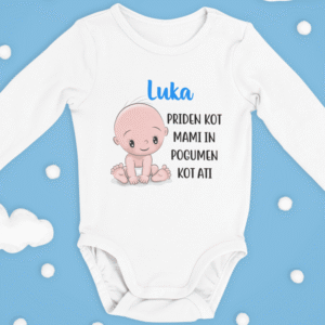 Otroški bodi - Priden Kot Mami In Pogumen Kot Ati [IME PO ŽELJI] — tisk na majico