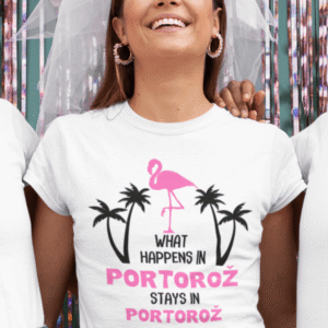 Majica Za Nevesto - What Happens In Portorož — detajl natisa