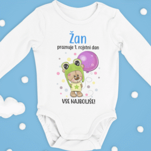 Otroški bodi - Praznujem 1. Rojstni Dan, Vse Najboljše [IME PO ŽELJI] — tisk na majico