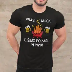 Pravi Moški Dišimo Po Žaru In Pivu — tisk na majico
