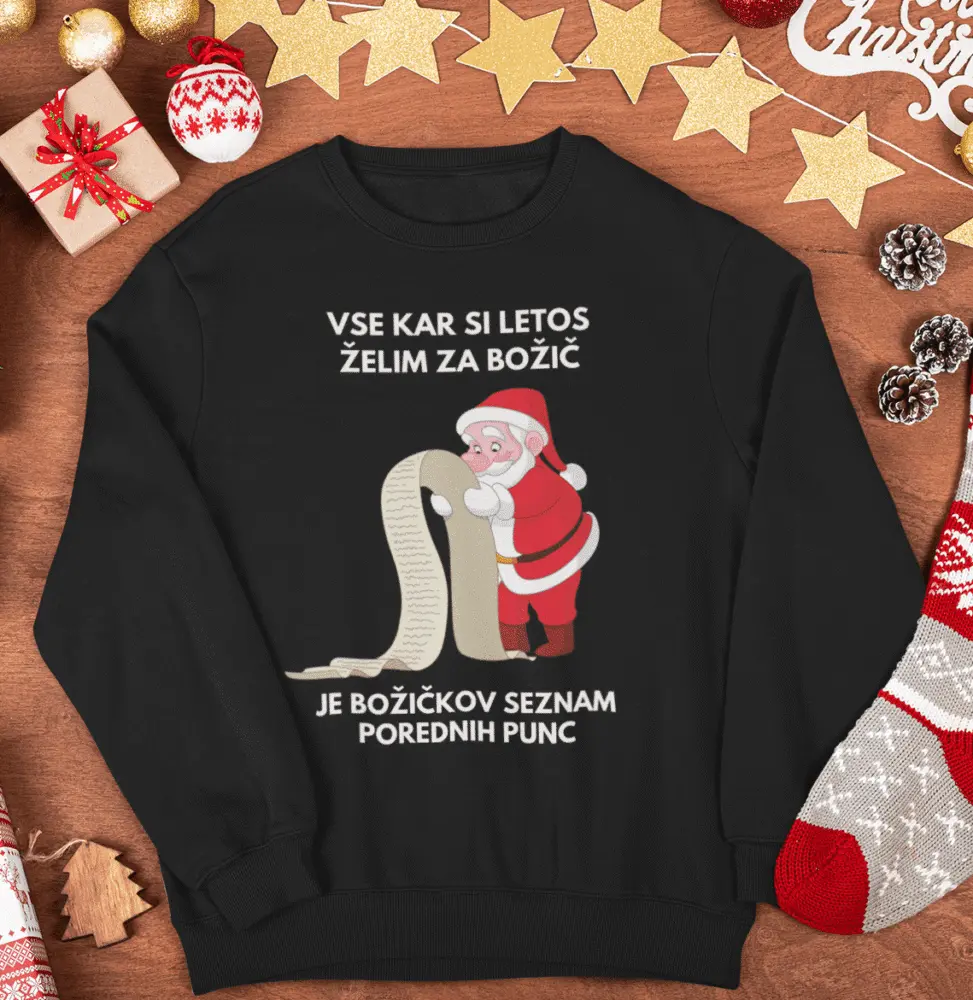 Božičkov Seznam Deklet — tisk na majico