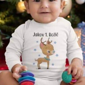 Otroški bodi - Prvi Božič Jelenček — tisk na majico