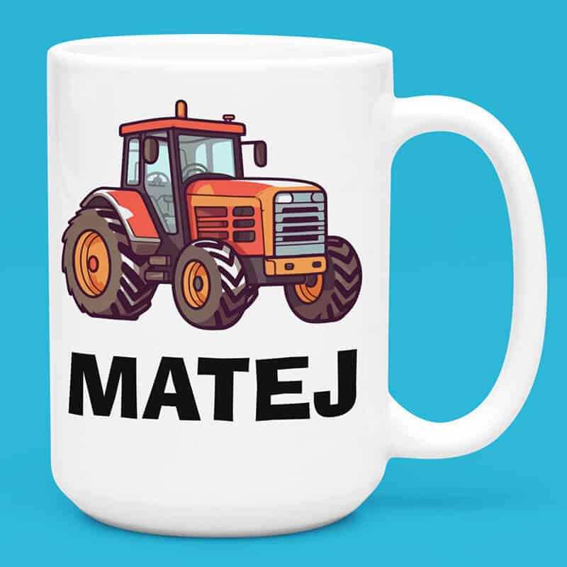 skodelica traktor rdec