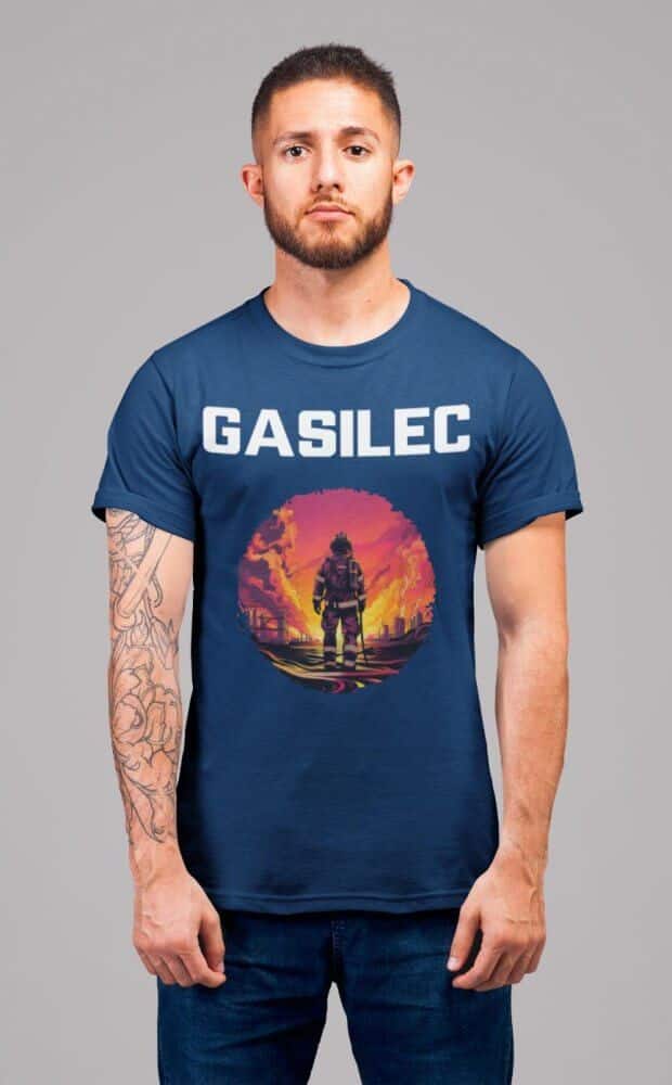 Gasilec / gasilka - požar v ozadju — različica 4