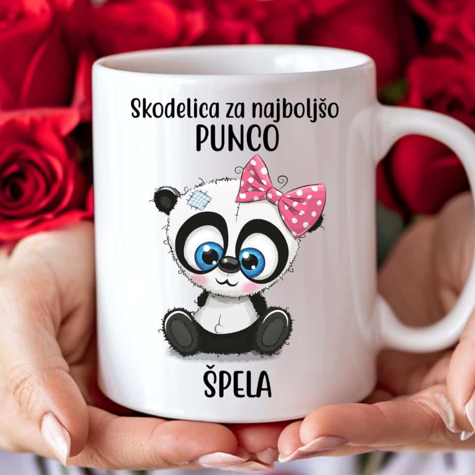 Skodelica Za Najboljšega Fanta/Punco [IME po želji] Z Medvedkom — detajl natisa