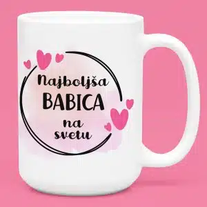 Skodelica - Najboljša na svetu (srčki) — tisk na majico