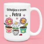 Skodelica - Učiteljica S Srcem in IME PO ŽELJI — tisk na majico