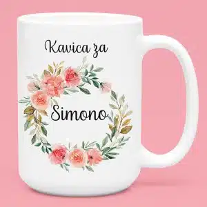 Skodelica - Kavica Za [ime po želji] Rože — tisk na majico